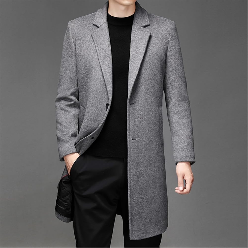 Amazon.com: Autumn Winter Mens Wool Coats Mid Long Trench